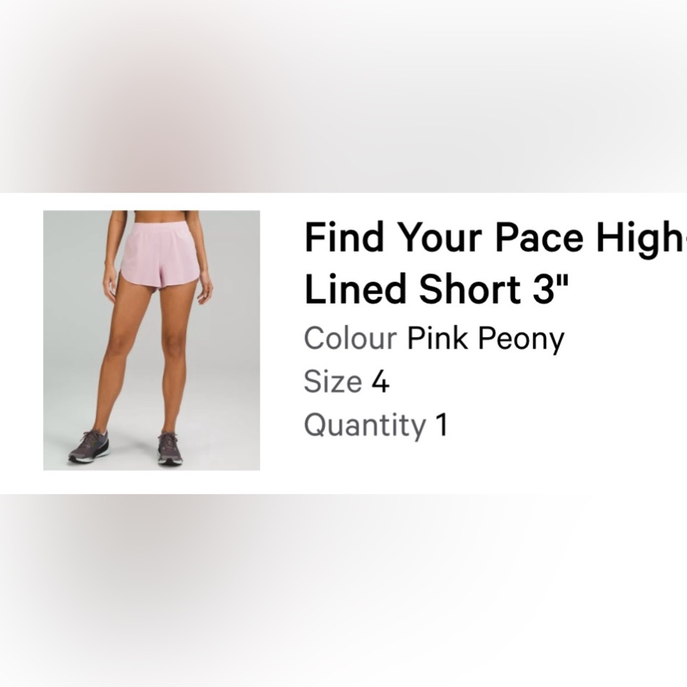 Lululemon Pink Peony find your pace high rise 3 inch inseam shorts. 4